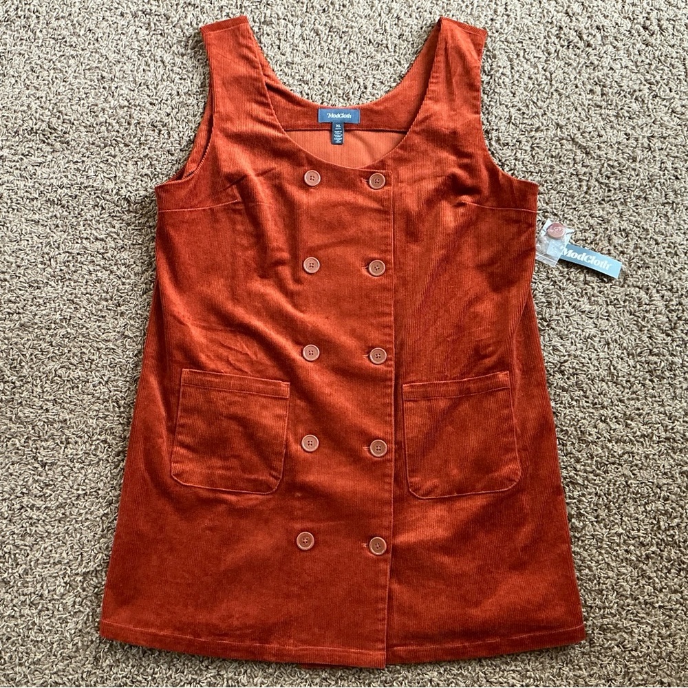NWT~Rust Brown 60’s/70’s Inspired Corduroy Jumper Dress, Pinafore, ModCloth, XL